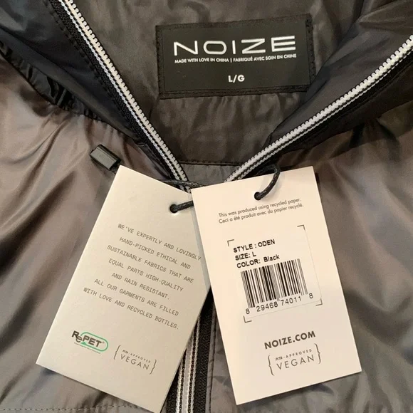 NWT Noize Colorblock Oden Hooded Zip Up Windbreaker, Black & Gray, Size L - Picture 13 of 16